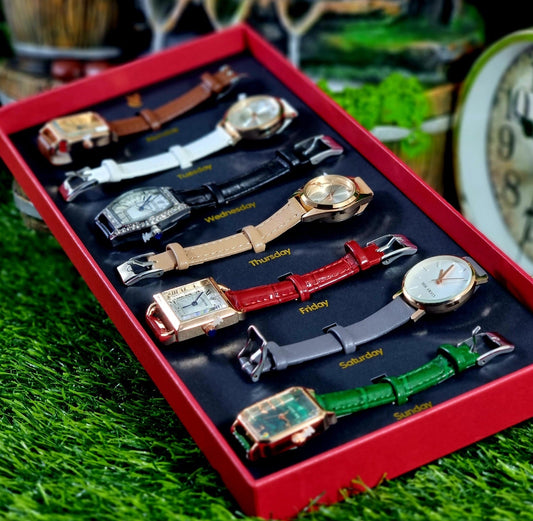 7-Day Vintage PU Leather Watch Collection